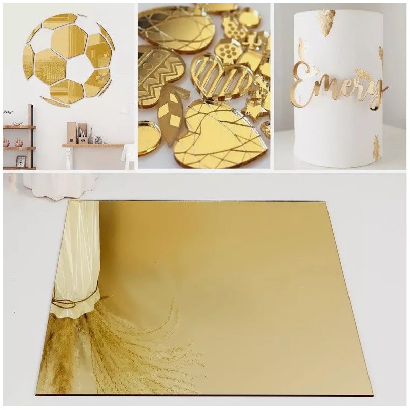 Acrylic Mirror Acrylic Gold Plexiglass 1/8" x 24" x 24”