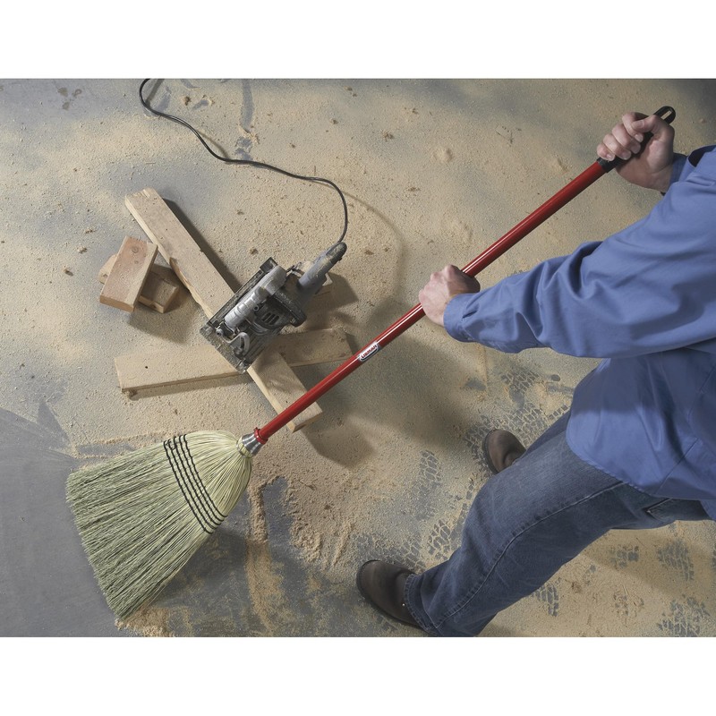 Libman 502 Big Corn Broom with 100% Broomcorn Fiber, 12"