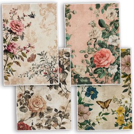 TNUW Vintage Floral Kitchen Towels 16x24 Inch, Cottagecore Decor Dish Tea Towels for Kitchen, Retro Butterfly Flower Botanical Decorative Hand Towel for Bathroom, Floral Bathroom Decor, Set of 4