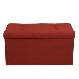 Otto & Ben 30" Storage Ottoman with SMART LIFT Top, Upholstered Tufted Bench, Foot Rest, Ruby Red