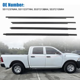 Weatherstrip, Window Moulding Trim Seal Belt Compatible with 2009-2021 Dodge Ram 1500 2500 3500 4500 5500 Truck Crew Cab Replaces 55112376AH 55112377AH 55372138AH 55372139AH