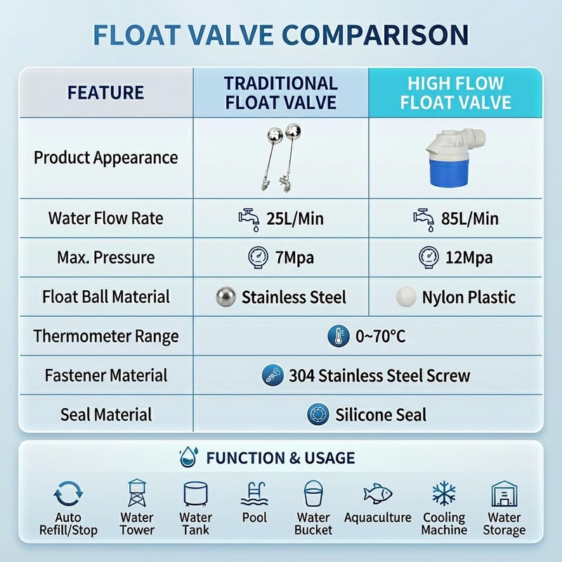 1PC 2" Top Inlet Automatic Water Level Control Float Valve,
