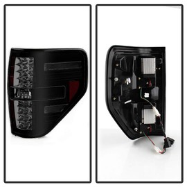 ACANII - For 2009-2014 Ford F150 Styleside Black Housing Smoked Lens LED Tail Lights Brake Lamps Pair Driver & Passenger