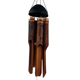 Cohasset Gifts Bamboo Wind Chimes | Large 45 inch | Natural Beautiful Sound | Wood Outdoor Home Decor | #194 Bone Fish Simple