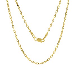 JEWELHEART 10K Real Gold Link Chain Necklace - 2mm Diamond Cut Cable Chain - Dainty 10K Yellow Gold Necklace For Women with Lobster Clasp 14"