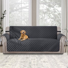 HOMERILLA Reversible 3 Cushion Couch Cover for Dogs Water Resistant Washable Pets Furniture Protector Sofa Cover with Elastic Straps (Sofa 68", Dark Grey/Light Grey)