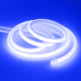 GQL Flexible COB Neon Light Strip, 220V LED Strip 288 LEDs/m, Cut to 50cm, IP65 Waterproof Modified Silica Gel Rope Light with UK Plug Power Supply (0.5m, Blue)