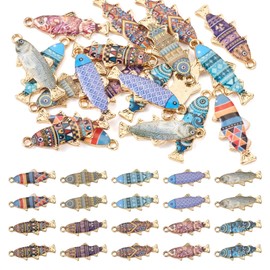Spritewelry 20Pcs Fish Charms Enamel Colorful Ocean Theme Fish Animal Charms Marine Fish Pendants for Jewelry Making Bracelets Earrings Necklace Keychains Hanging Decorating 10 Colors