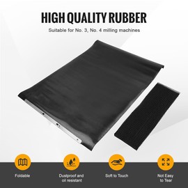 Bacar CNC Milling Machine Accordion Dust Cover, Rubber Foldable Mill Guard 400mm x 600mm Black for Bridgeport 2pcs Front and Back