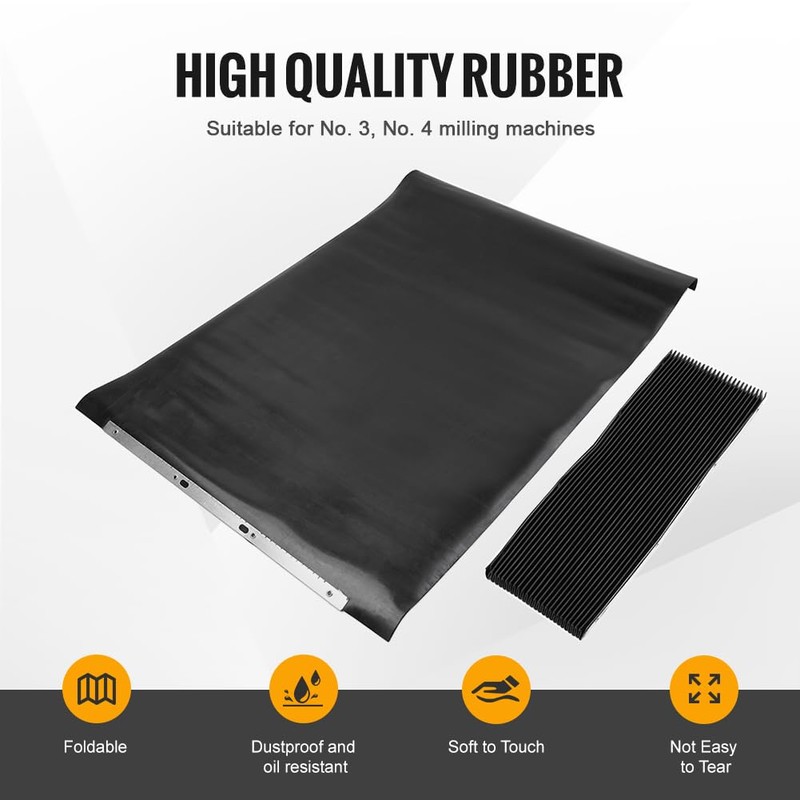 Bacar CNC Milling Machine Accordion Dust Cover, Rubber Foldable Mill