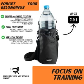 PuraFORZA - Compact and Lightweight Magnetic Gym Bag, Waterproof with Neodymium Magnet Fixation, Ideal for Gym, Crossfit, Calisthenics, Outdoor Use, and Daily Activities, Compatible with 1.5L Bottles