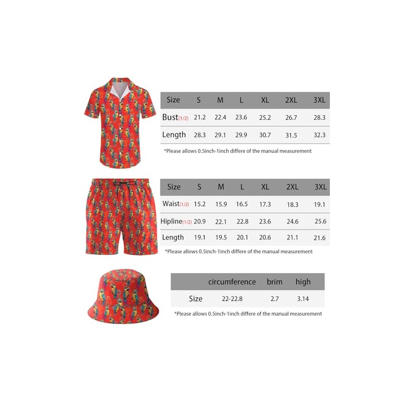 ifamawlea Men's 2 Piece Tracksuit Hawaiian Shirt Shorts Button Down