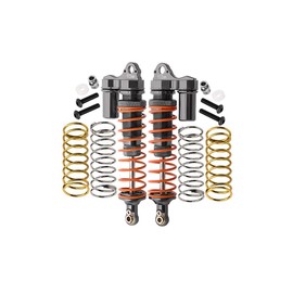 GPM For Traxxas Rustler 4X4 VXL (67076-4) / Hoss 4X4 VXL (90076-4) Aluminium Rear Adjustable L-Shape Piggy Back Shocks 102 mm - 1Pr Set Grey Silver