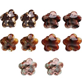 10 PCS Mini Acetic Acid Flower Claw Clips, Non-Slip Cute Hair Clips with Strong Grip, Small Hair Clips for Women, Suitable for Small Claw Clips for Thick Hair & Thin Hair (Flower B)