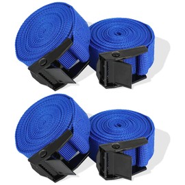 RIO Direct 4PCS Tie Down Straps, Heavy Duty Lashing Straps Adjustable Cam Buckle Tie-Down Straps for Motorcycle, Cargo, Trucks,Trailer,Luggage - 3.3' x 1" Blue