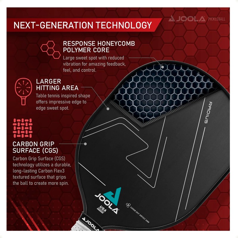 JOOLA Pickleball Paddles – Textured Carbon Grip Surface for Spin,
