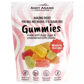 ANDY ANAND CHOCOLATIER Sugar Free Gummies made with Agar Agar and sweetened with Stevia 7 Oz - 2 Pack