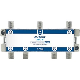 EDISION SDC-6 SAT Splitter 6-Way Suitable for TV, Satellite, Cable TV, Radio, Unicable, Frequency Range 5-2400 MHz, DVB-S2, DVB-T2, DVB-C, DC Passage, 6-Way