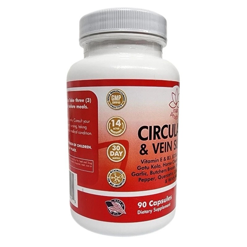 Main Products Circulation and Vein Support 90 Capsules, Micronized process,