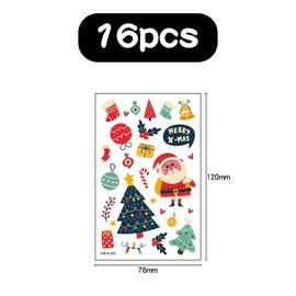 Jagowa 16 Sheets Luminous Glitter Christmas Temporary Tattoos - Waterproof Snowman, Santa, Elk Designs for Kids' Party Supplies