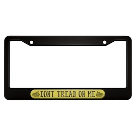 oFloral Dont Tread on Me Aluminum Alloy License Plate Frame Two Snakes Open Mouths on Yellow Applicable to US Standard Car Metal Car Tag Frame Front License Plate Holder for Women Men(1 Pack)