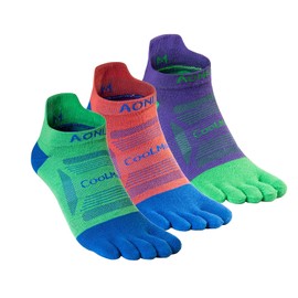 AONIJIE 3 Packs Toe Ankle Socks High Performance Athletic Running Five Finger Socks for Men and Women
