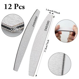 Pack of 12 Nail Files, Nail Files, Professional 240/240 Grit, Nail Files for Natural Nails, Nail Files Set, Washable and Reusable, Emery Board for Nail Care Styling, Double-Sided Professional