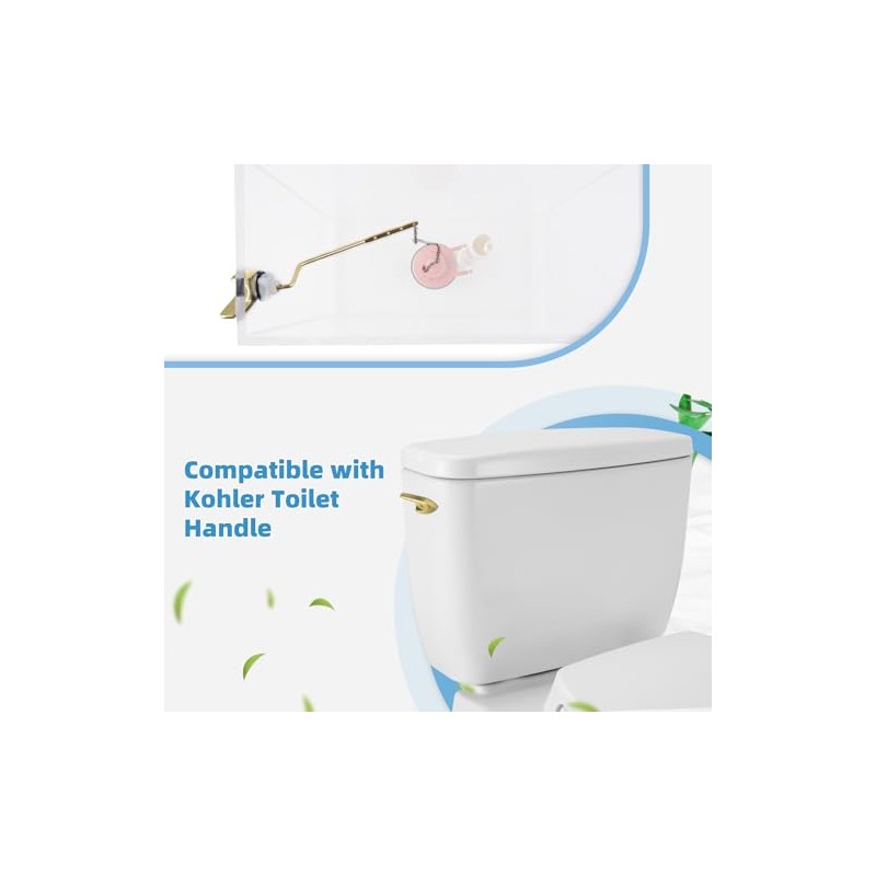 Universal Brushed Gold Toilet Handle Replacement Kit, Side/Angle Mount Toilet