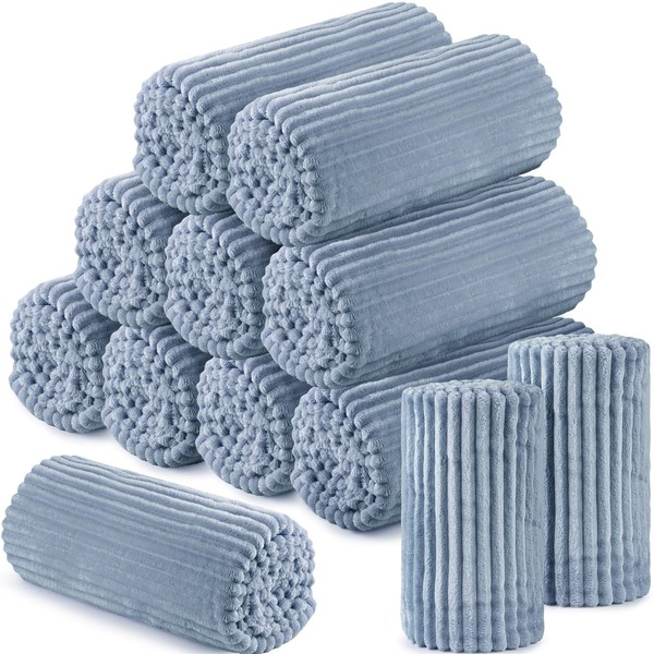 Buryeah 12 Pcs Flannel Throw Blanket Bulk 50 x 60