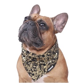 iChoue Rich Dog Series Pet Bandanas Washable Bibs Adjustable Triangle Scarfs for Dog and Cat - Black Money L