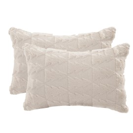 Set of 2 Beige Christmas Throw Pillow Cover 12 x 20 inch Multiple Christmas Tree Pillow case Soft Fur Fuzzy Cute Decor Pillowcase for Winter Holiday Cushion Case