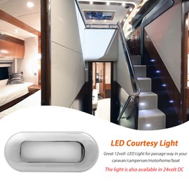 Dream Lighting 12V DC LED Courtesy Light Oblong Step Stairway Deck Accent Cabin Floor Lamp for Interior Extrior Marine Motorhome Caravan RV Boat Surface Mounting Cool White Waterproof