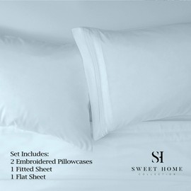 1500 Supreme Collection Bed Sheets - PREMIUM QUALITY BED SHEET SET & LOWEST PRICE, SINCE 2012 - Deep Pocket Wrinkle Free Hypoallergenic Bedding - Over 40+ Colors & Prints- 4 Piece, Full, Light Blue