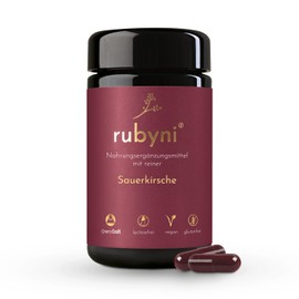 rubyni® Made from sour cherry (60 capsules), 360 mg sour cherry extract (Prunus Cerasus) per capsule, pure sour cherry with 100% CherryCraft®, important secondary plant substances, 100% vegan