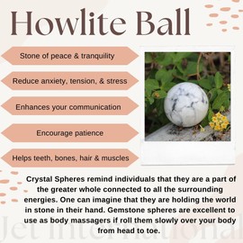Jet Gemstone Howlite Ball Approx 40-50mm Ball Magic Fortune Teller Himalayan Rock Crystal Stone Massage Ball Free Jet International Crystal Therapy Booklet (Howlite)