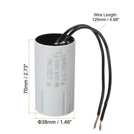 PATIKIL CBB60 15uF Running Capacitor, AC 450V 2 Wires 50/60Hz Cylinder 70x38mm for Water Pumps,Washing Machines Motor Start