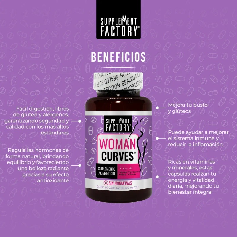 Woman Curves, Busto Y Gluteos, 60 Cpsulas, Calidad Premium Natural
