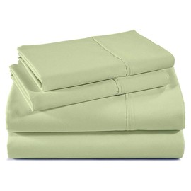 Split King Size 5 Piece Sheet Set, Split-King Sheets for Adjustable Beds - 100% Certified Giza Egyptian Cotton Sateen Weave Cool Breathable & Soft 2 Fitted Fits Upto 16" Deep Pockets Sage