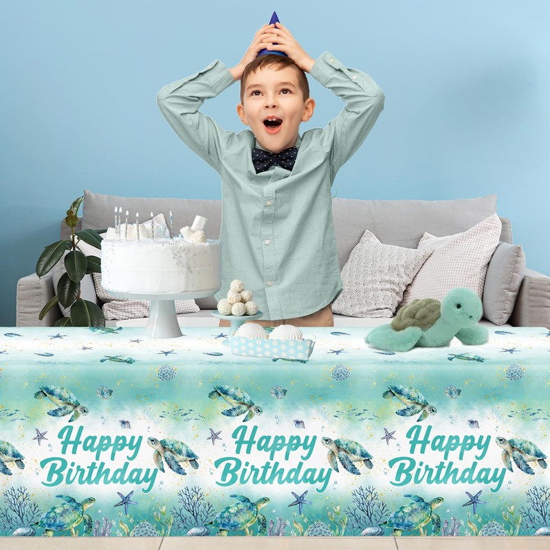 4 Pack Summer Party Tablecloth Ocean Turtle Tablecloth Under The