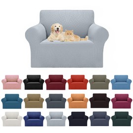 2025 New Stretch Chair Sofa Slipcovers Couch Cover for 1 Seater Furniture Protector Sofa Covers with Elastic Bottom Jacquard Fabric Small Checks for Pets, Kids - Silver