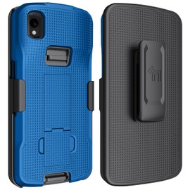 Case with Clip for Zebra TC22 TC27 Mobile Computer Scanner, Nakedcellphone Slim Hard Shell Cover with Kickstand and [Rotating/Ratchet] Belt Hip Holster Combo - Cobalt Blue