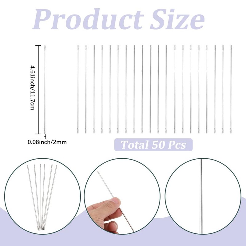 SUNNYCLUE 1 Box 50Pcs 117mm Pen Extender Rods Beadable Pen