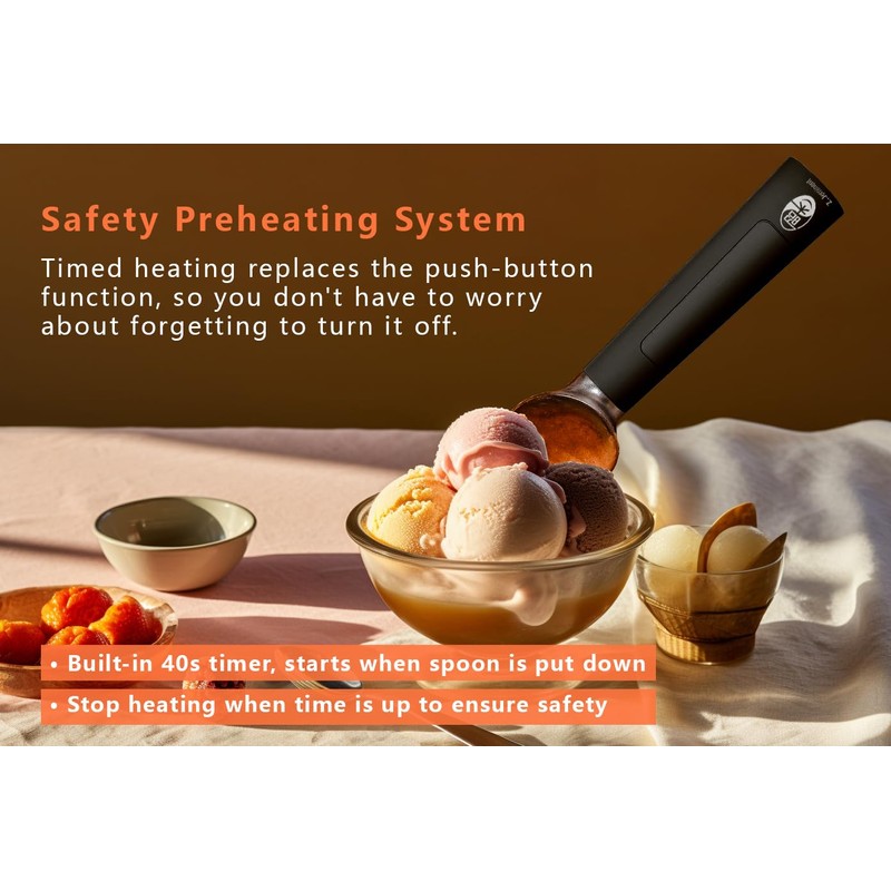 Active heating thermostatic ice cream scooper Easy Scooping for hard