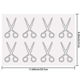 SUPERDANT Rhinestones Iron on Transfer Set of 8 Hairstylist Scissors Crystal Heat Transfer Designs Bling Hot fix Iron on Transfer Stickers for Hair Salon Clothing Bag DIY Art Craft Gifts