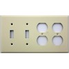 Ivory Wrinkle 4 Gang Wall Plate - 2 Toggle Switches