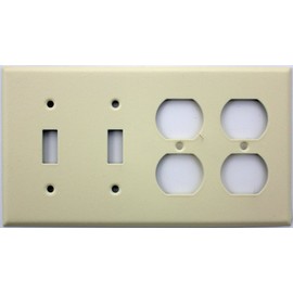 Ivory Wrinkle 4 Gang Wall Plate - 2 Toggle Switches 2 Duplex Outlets