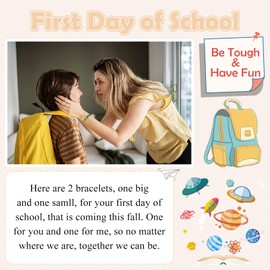 PINKDODO Back to School Gifts First Day of School Kindergarten Preschool Pre K First 1st Second Third Grade Anxiety Bracelet Gifts for Mom Son Mommy and Me Mother Son Bracelet