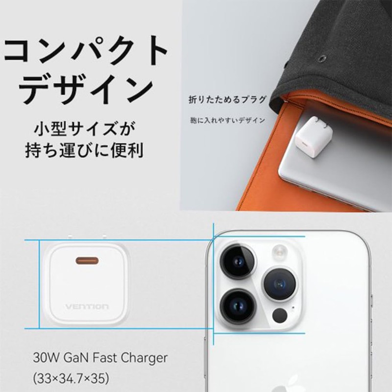 VENTION USB-C 1-port GaN Rapid Outlet Charger (30W) (Yellow)