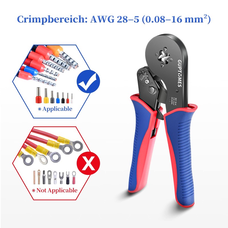 Wire End Ferrules Set GUPTOMES Crimping Pliers Set 0.08-16mm2 Wire