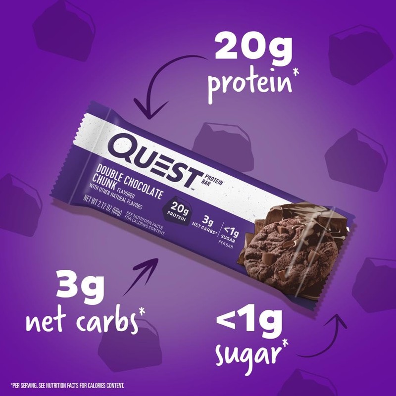 Quest Nutrition Double Chocolate Chunk Protein Bars, 20g Protein Bars,